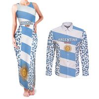 Argentina Rugby Couples Matching Tank Maxi Dress and Long Sleeve Button Shirts Los Pumas Go 2023 World Cup - Wonder Print Shop