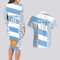Custom Argentina Rugby Couples Matching Long Sleeve Bodycon Dress and Hawaiian Shirt Los Pumas Go 2023 World Cup - Wonder Print Shop