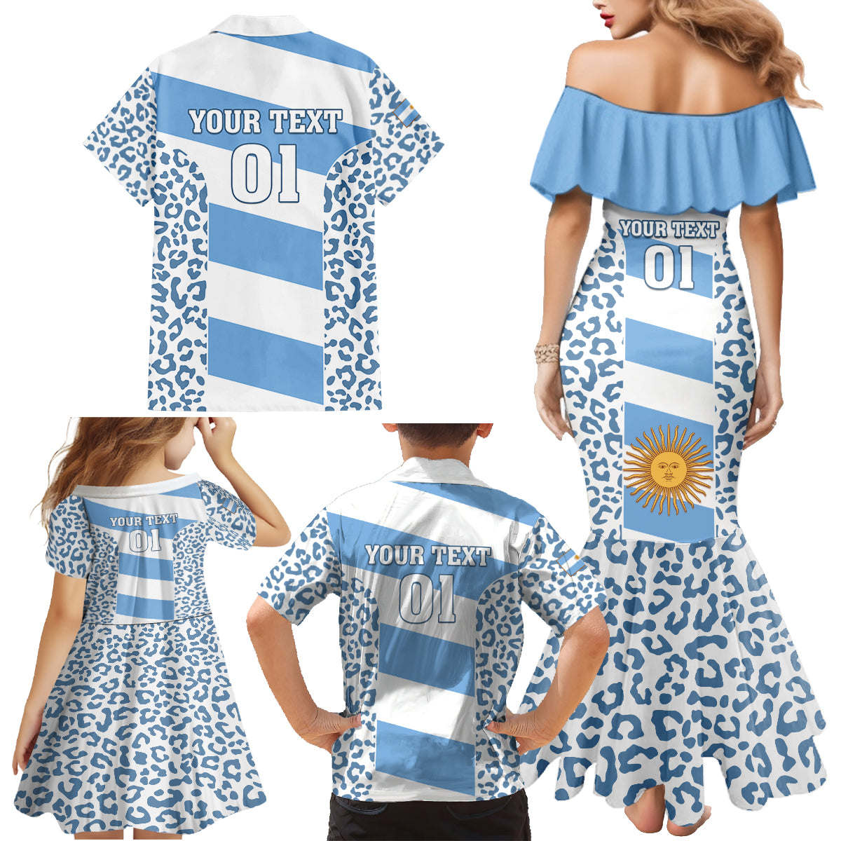 Custom Argentina Rugby Family Matching Mermaid Dress and Hawaiian Shirt Los Pumas Go 2023 World Cup - Wonder Print Shop