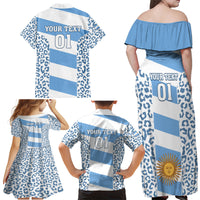 Custom Argentina Rugby Family Matching Off Shoulder Maxi Dress and Hawaiian Shirt Los Pumas Go 2023 World Cup - Wonder Print Shop
