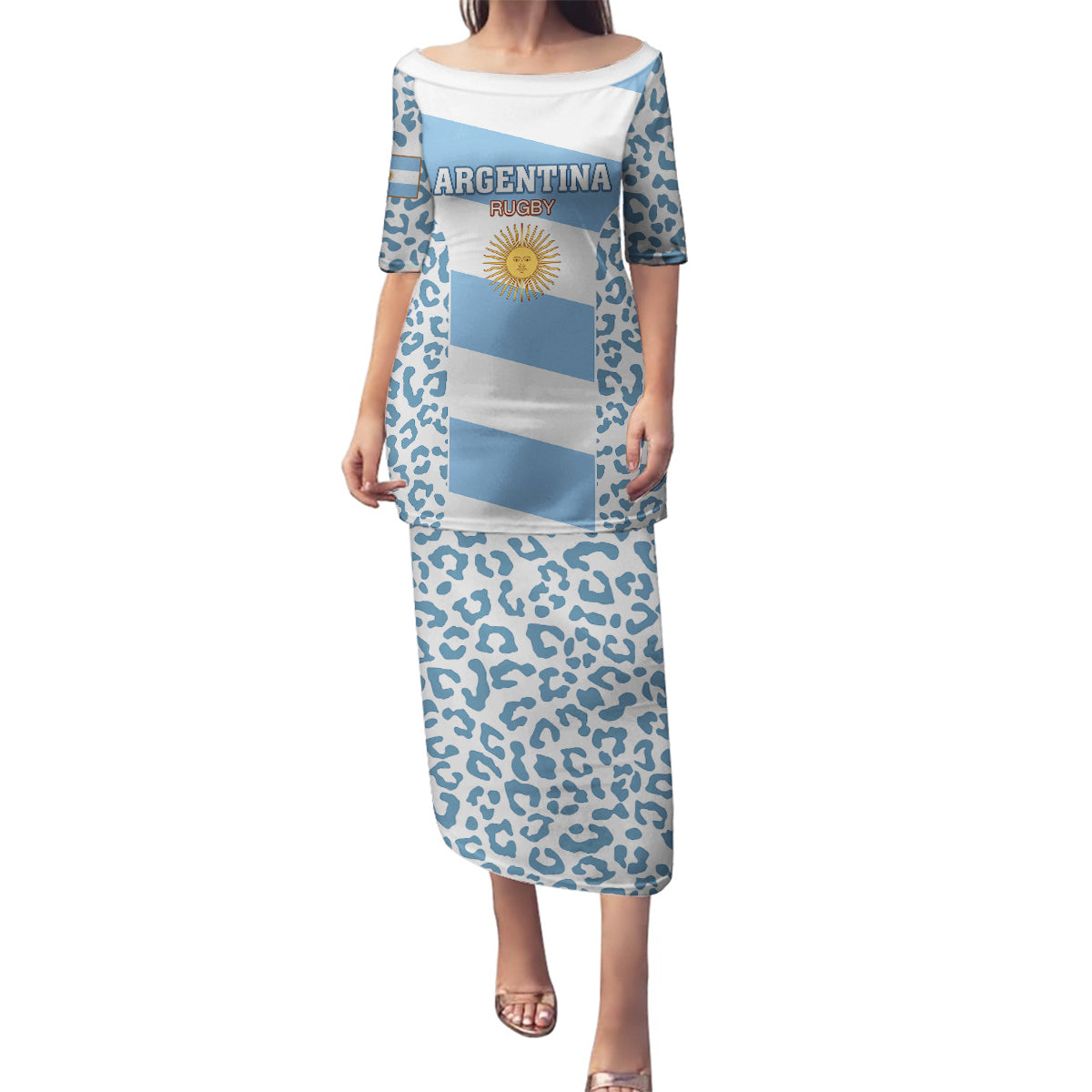 Custom Argentina Rugby Family Matching Puletasi Dress and Hawaiian Shirt Los Pumas Go 2023 World Cup - Wonder Print Shop