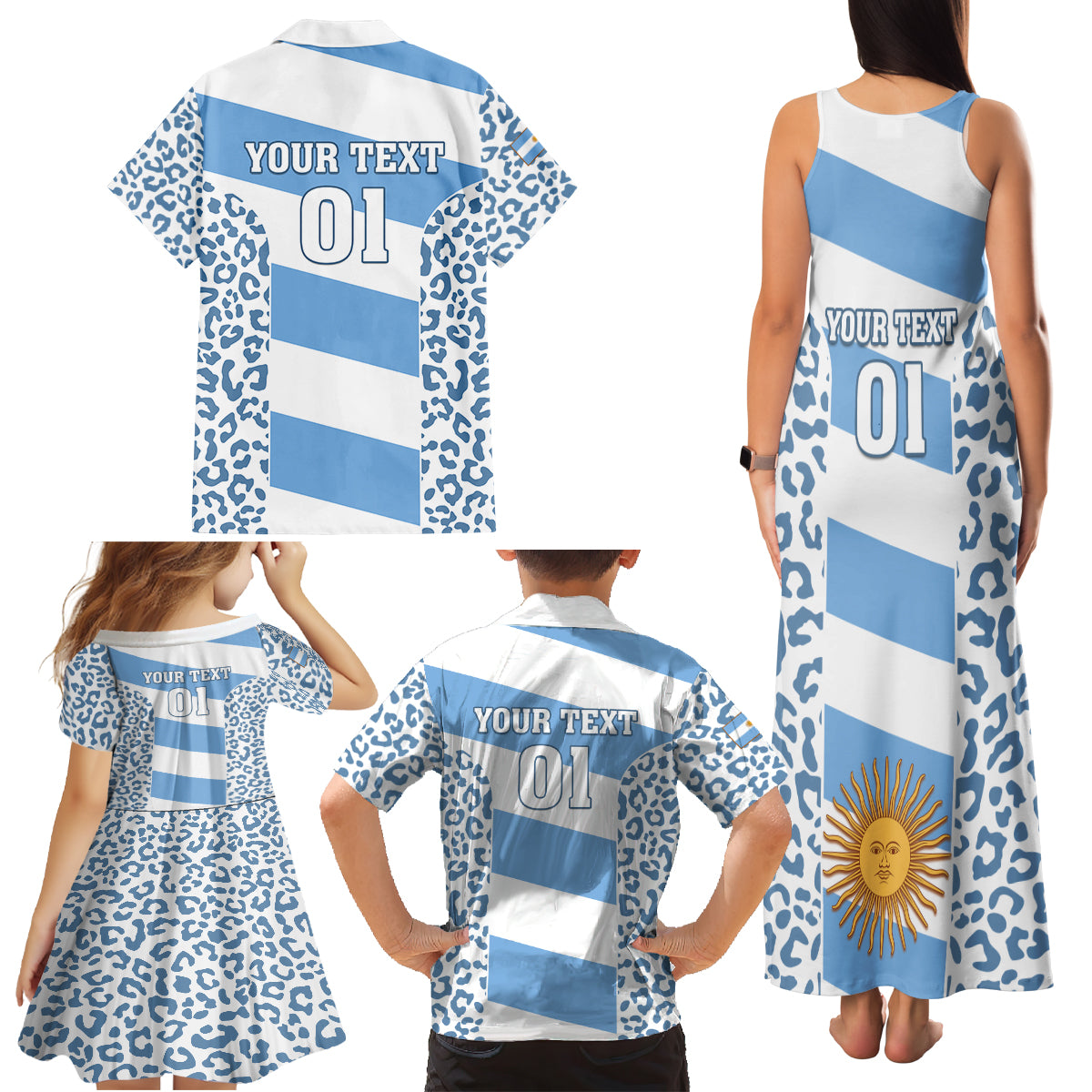 Custom Argentina Rugby Family Matching Tank Maxi Dress and Hawaiian Shirt Los Pumas Go 2023 World Cup - Wonder Print Shop
