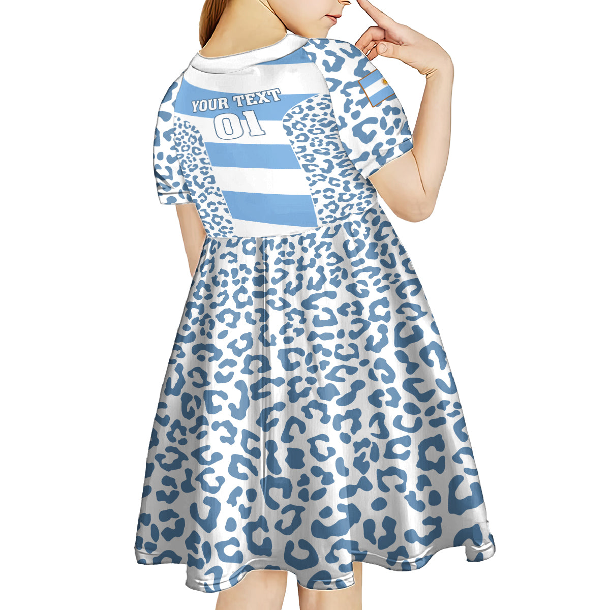 Custom Argentina Rugby Kid Short Sleeve Dress Los Pumas Go 2023 World Cup - Wonder Print Shop