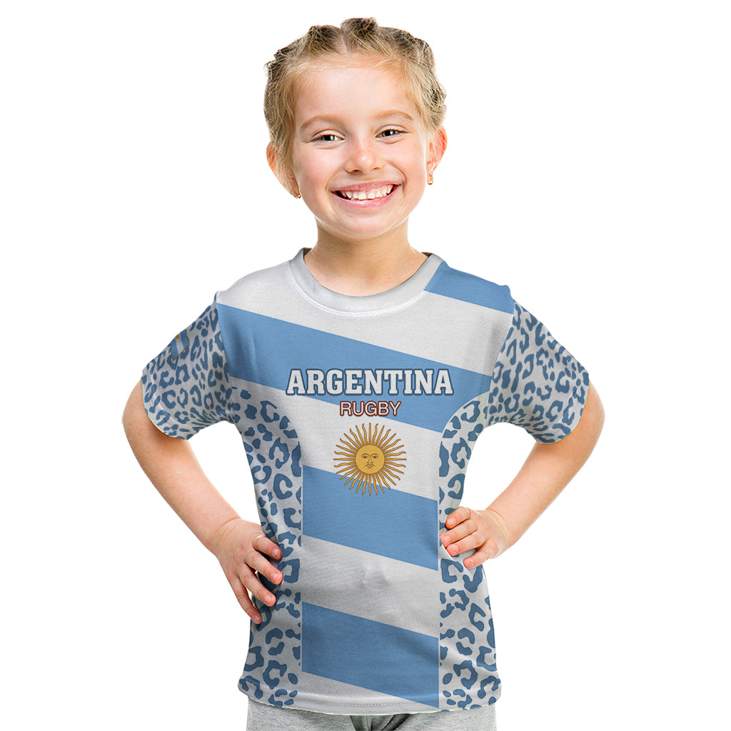 Custom Argentina Rugby Kid T Shirt Los Pumas Go 2023 World Cup - Wonder Print Shop