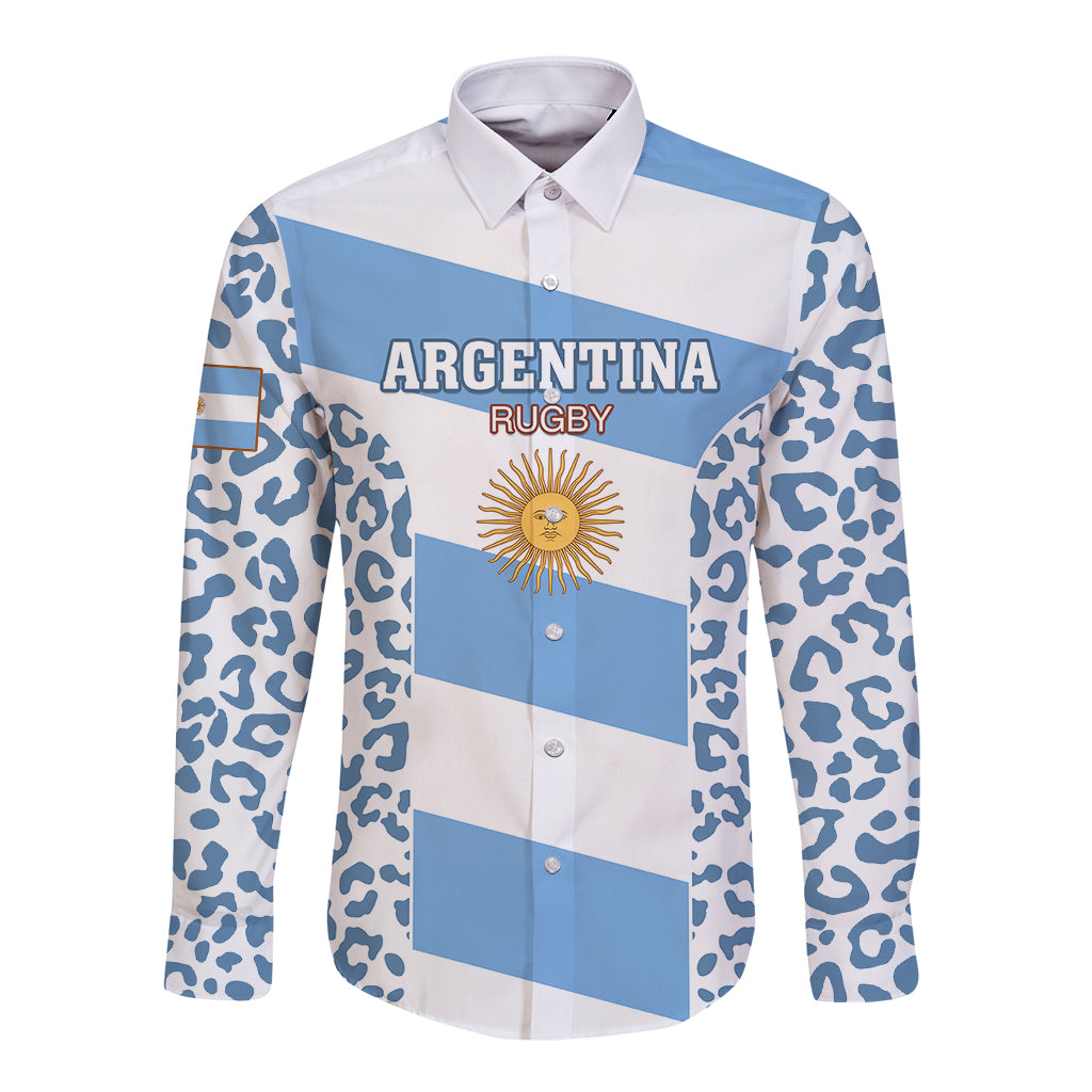 Custom Argentina Rugby Long Sleeve Button Shirt Los Pumas Go 2023 World Cup - Wonder Print Shop