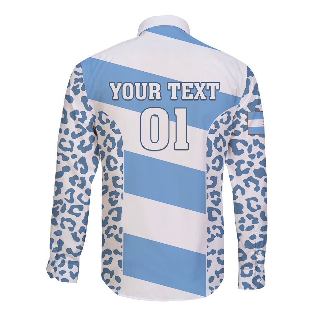 Custom Argentina Rugby Long Sleeve Button Shirt Los Pumas Go 2023 World Cup - Wonder Print Shop