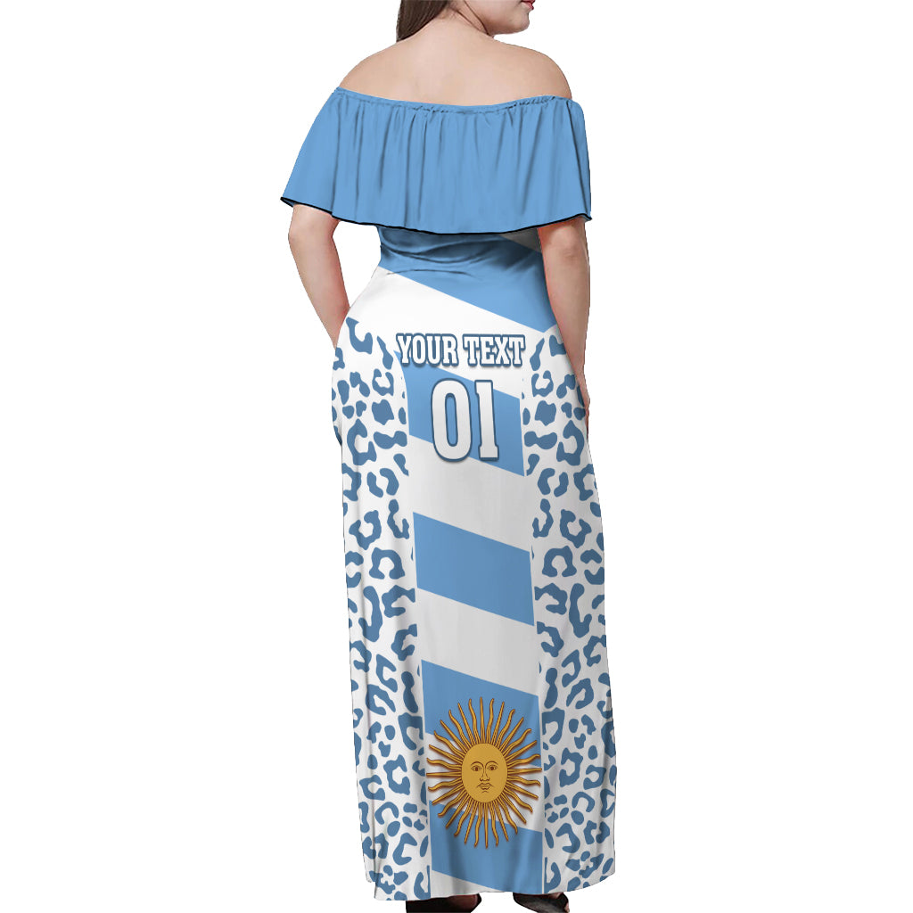 Custom Argentina Rugby Off Shoulder Maxi Dress Los Pumas Go 2023 World Cup - Wonder Print Shop