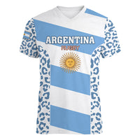 Custom Argentina Rugby Women V Neck T Shirt Los Pumas Go 2023 World Cup - Wonder Print Shop
