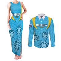 Uruguay Rugby Couples Matching Tank Maxi Dress and Long Sleeve Button Shirts Los Teros Go 2023 World Cup - Wonder Print Shop
