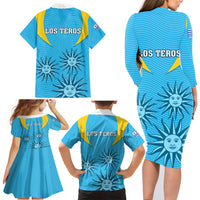 Uruguay Rugby Family Matching Long Sleeve Bodycon Dress and Hawaiian Shirt Los Teros Go 2023 World Cup - Wonder Print Shop