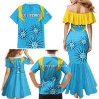 Uruguay Rugby Family Matching Mermaid Dress and Hawaiian Shirt Los Teros Go 2023 World Cup - Wonder Print Shop