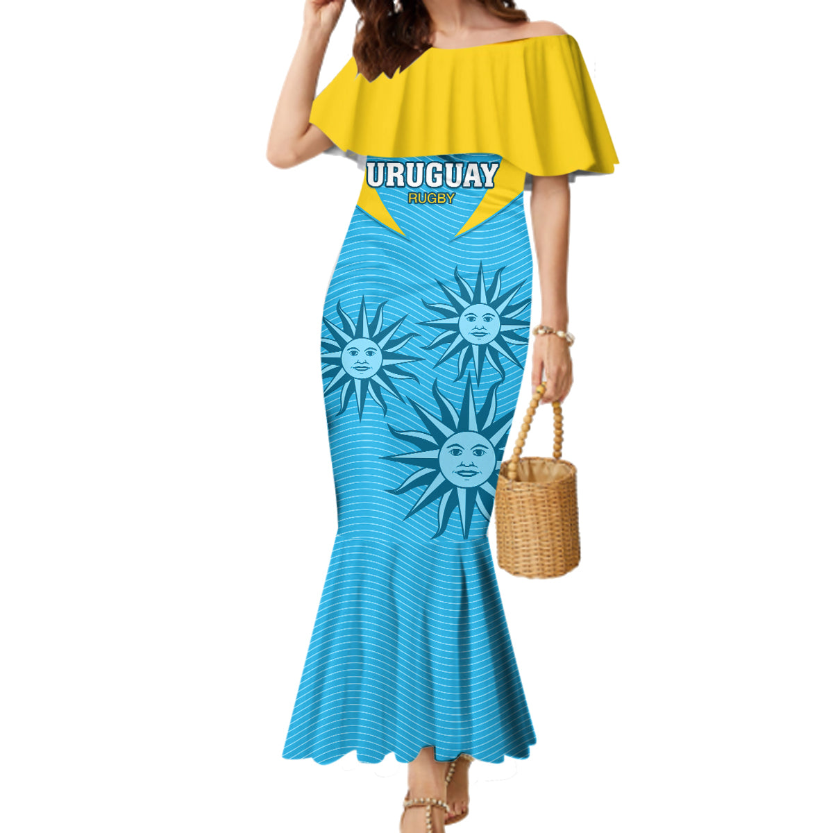 Uruguay Rugby Family Matching Mermaid Dress and Hawaiian Shirt Los Teros Go 2023 World Cup - Wonder Print Shop