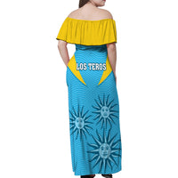 Uruguay Rugby Family Matching Off Shoulder Maxi Dress and Hawaiian Shirt Los Teros Go 2023 World Cup - Wonder Print Shop
