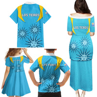 Uruguay Rugby Family Matching Puletasi Dress and Hawaiian Shirt Los Teros Go 2023 World Cup - Wonder Print Shop