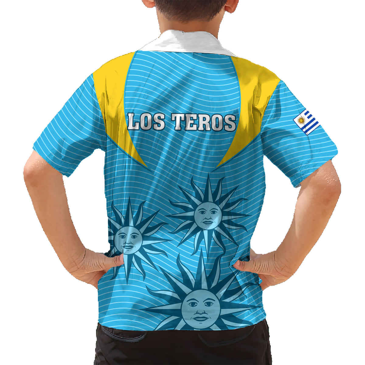 Uruguay Rugby Family Matching Short Sleeve Bodycon Dress and Hawaiian Shirt Los Teros Go 2023 World Cup - Wonder Print Shop