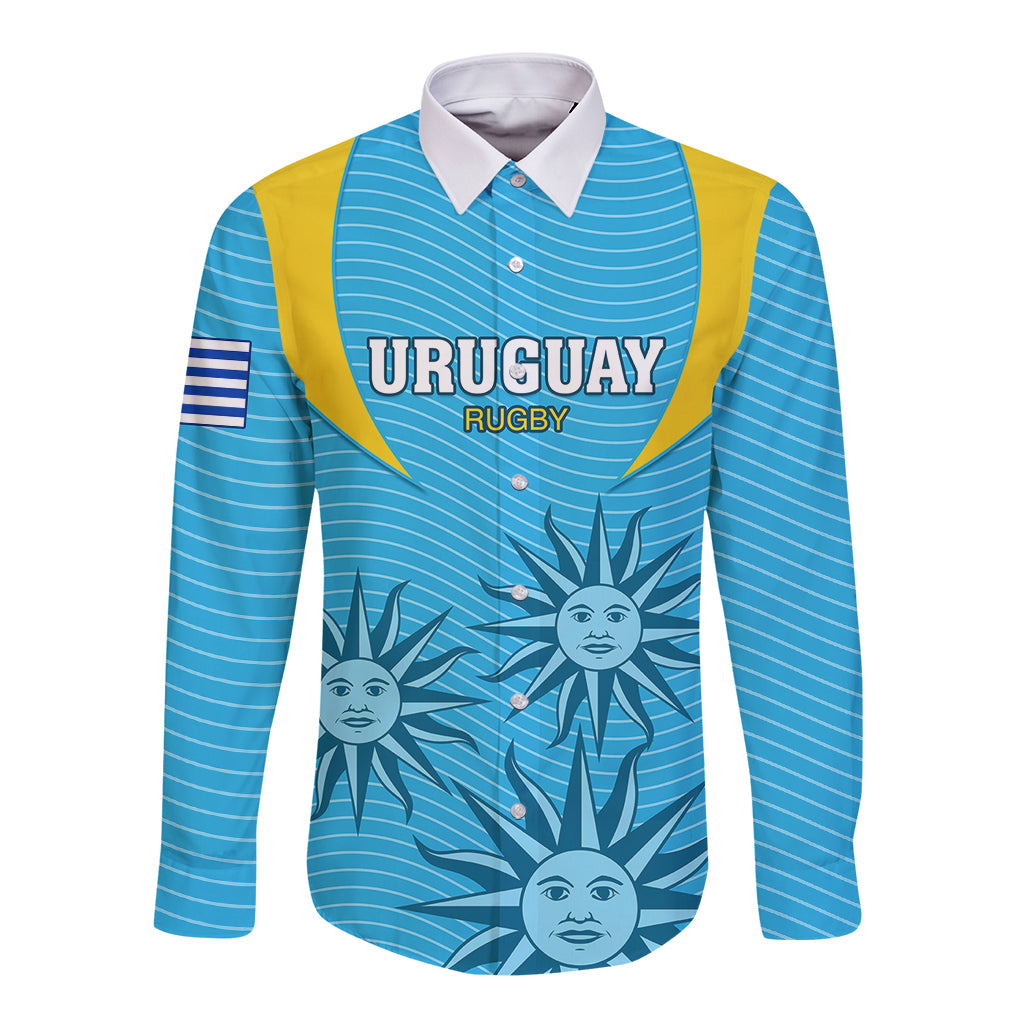 Uruguay Rugby Long Sleeve Button Shirt Los Teros Go 2023 World Cup - Wonder Print Shop