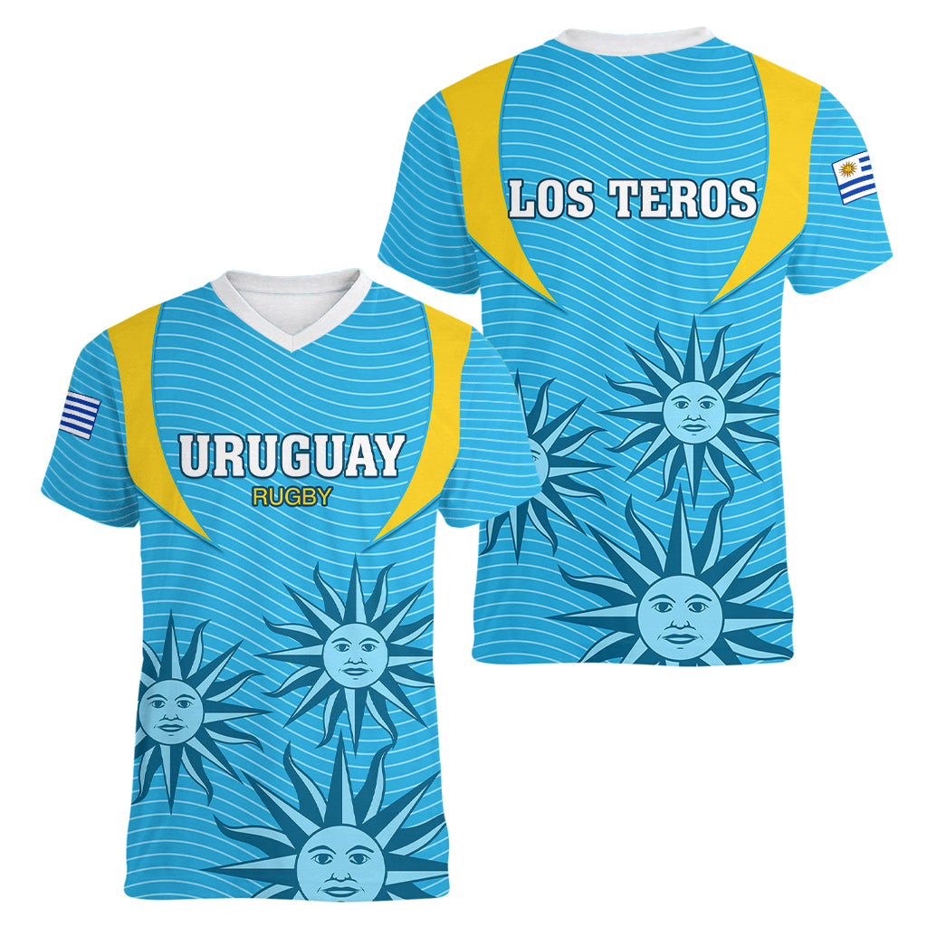 Uruguay Rugby Women V Neck T Shirt Los Teros Go 2023 World Cup - Wonder Print Shop