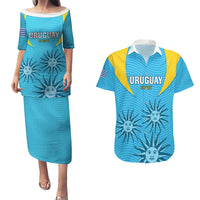 Custom Uruguay Rugby Couples Matching Puletasi Dress and Hawaiian Shirt Los Teros Go 2023 World Cup - Wonder Print Shop