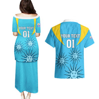 Custom Uruguay Rugby Couples Matching Puletasi Dress and Hawaiian Shirt Los Teros Go 2023 World Cup - Wonder Print Shop