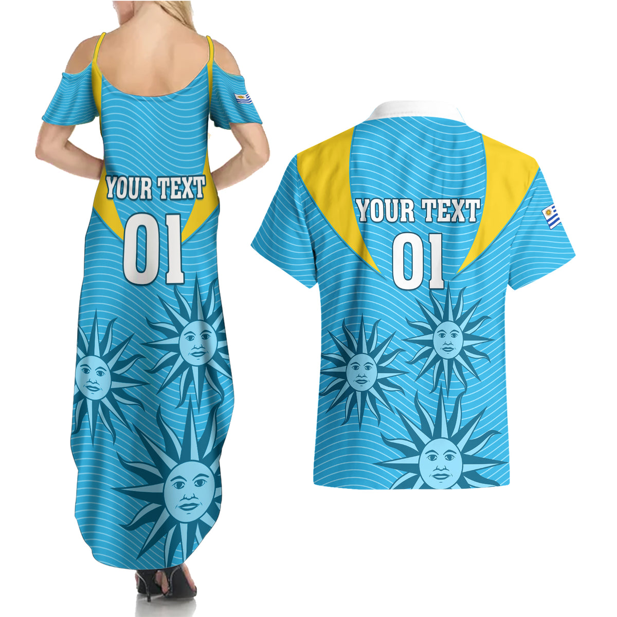 Custom Uruguay Rugby Couples Matching Summer Maxi Dress and Hawaiian Shirt Los Teros Go 2023 World Cup - Wonder Print Shop