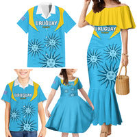 Custom Uruguay Rugby Family Matching Mermaid Dress and Hawaiian Shirt Los Teros Go 2023 World Cup - Wonder Print Shop