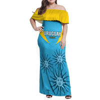 Custom Uruguay Rugby Family Matching Off Shoulder Maxi Dress and Hawaiian Shirt Los Teros Go 2023 World Cup - Wonder Print Shop
