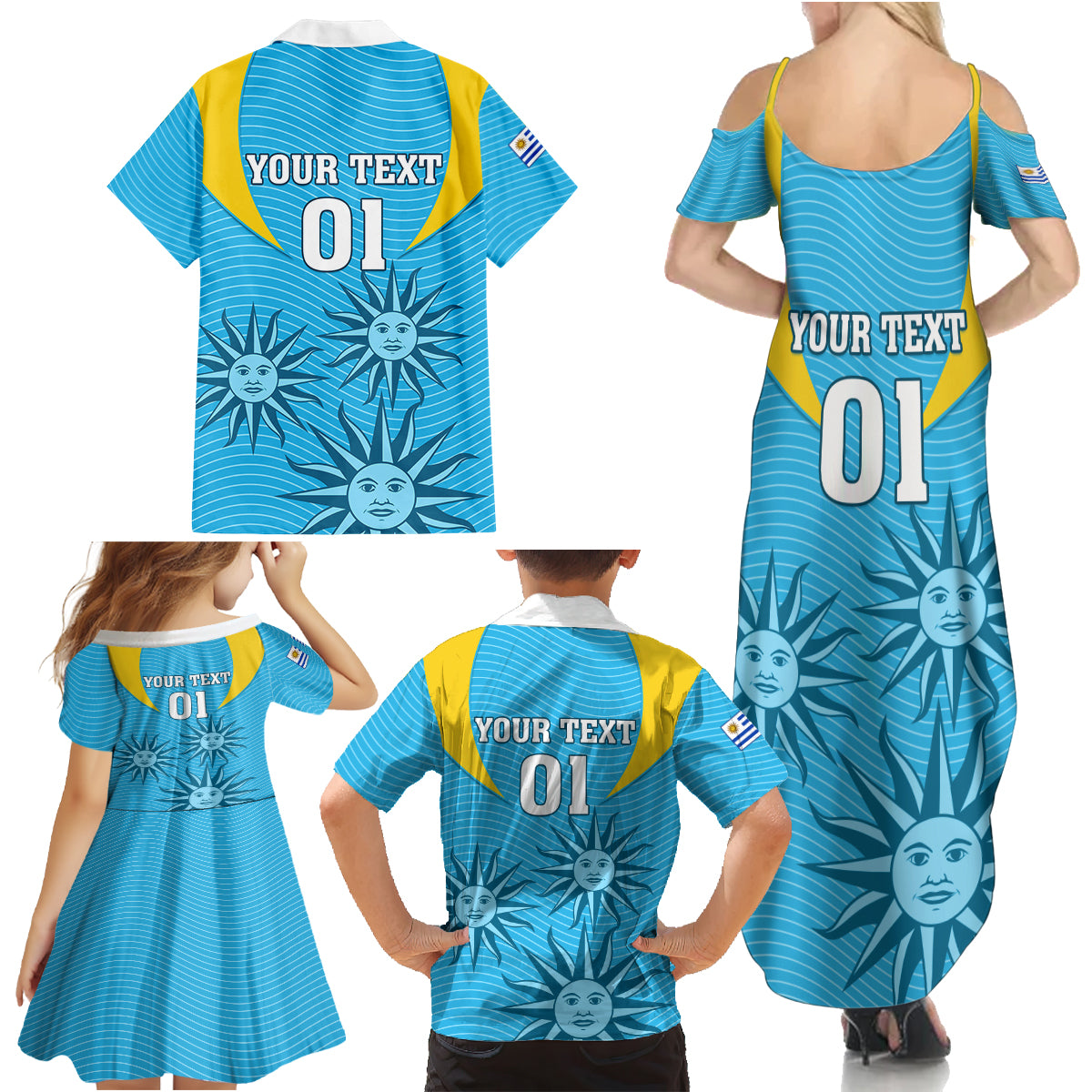 Custom Uruguay Rugby Family Matching Summer Maxi Dress and Hawaiian Shirt Los Teros Go 2023 World Cup - Wonder Print Shop