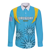 Custom Uruguay Rugby Long Sleeve Button Shirt Los Teros Go 2023 World Cup - Wonder Print Shop