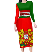 Portugal Rugby Family Matching Long Sleeve Bodycon Dress and Hawaiian Shirt Os Lobos Go 2023 World Cup - Wonder Print Shop