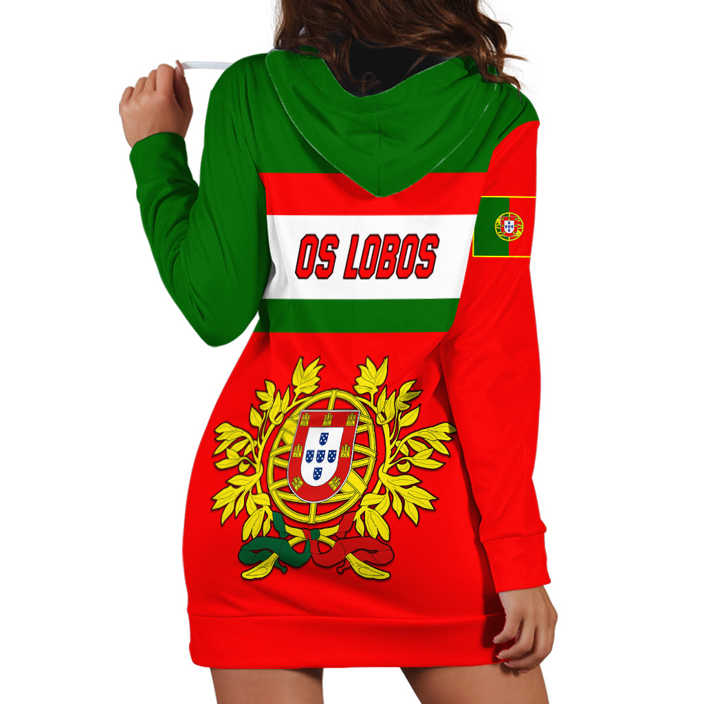 Portugal Rugby Hoodie Dress Os Lobos Go 2023 World Cup - Wonder Print Shop