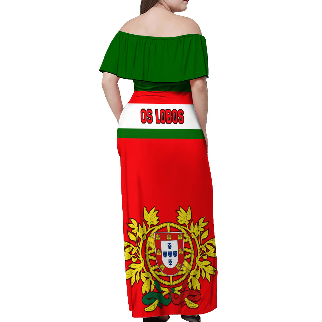 Portugal Rugby Off Shoulder Maxi Dress Os Lobos Go 2023 World Cup - Wonder Print Shop