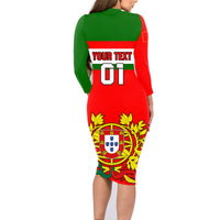 Custom Portugal Rugby Family Matching Long Sleeve Bodycon Dress and Hawaiian Shirt Os Lobos Go 2023 World Cup - Wonder Print Shop