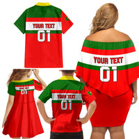 Custom Portugal Rugby Family Matching Off Shoulder Short Dress and Hawaiian Shirt Os Lobos Go 2023 World Cup - Wonder Print Shop