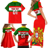 Custom Portugal Rugby Family Matching Short Sleeve Bodycon Dress and Hawaiian Shirt Os Lobos Go 2023 World Cup - Wonder Print Shop