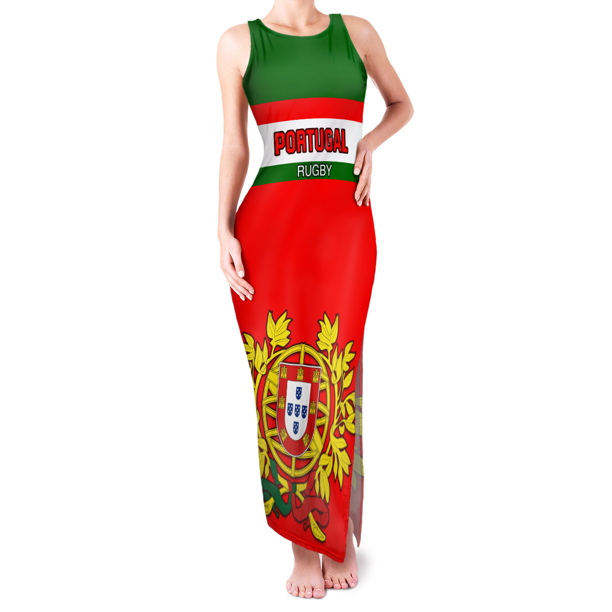 Custom Portugal Rugby Family Matching Tank Maxi Dress and Hawaiian Shirt Os Lobos Go 2023 World Cup - Wonder Print Shop