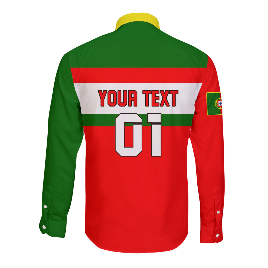 Custom Portugal Rugby Long Sleeve Button Shirt Os Lobos Go 2023 World Cup - Wonder Print Shop