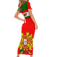 Custom Portugal Rugby Short Sleeve Bodycon Dress Os Lobos Go 2023 World Cup - Wonder Print Shop