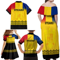 Romania Rugby Family Matching Off Shoulder Maxi Dress and Hawaiian Shirt Stejarii Go 2023 World Cup - Wonder Print Shop
