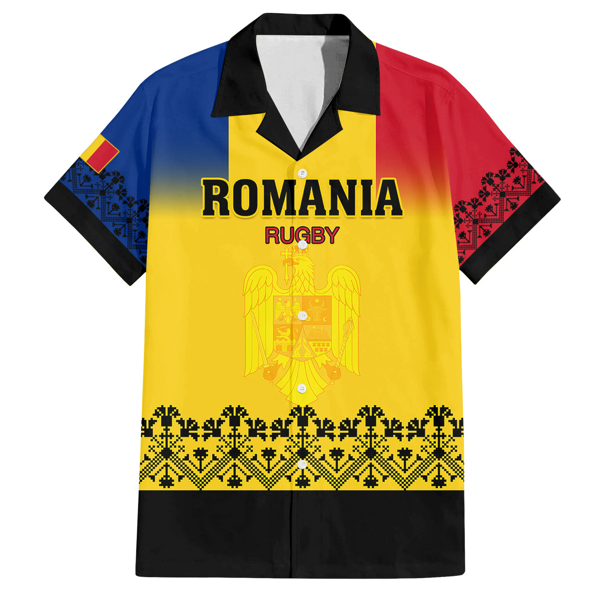 Romania Rugby Family Matching Puletasi Dress and Hawaiian Shirt Stejarii Go 2023 World Cup - Wonder Print Shop