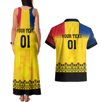 Custom Romania Rugby Couples Matching Tank Maxi Dress and Hawaiian Shirt Stejarii Go 2023 World Cup - Wonder Print Shop