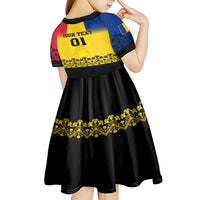 Custom Romania Rugby Kid Short Sleeve Dress Stejarii Go 2023 World Cup - Wonder Print Shop
