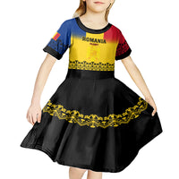 Custom Romania Rugby Kid Short Sleeve Dress Stejarii Go 2023 World Cup - Wonder Print Shop