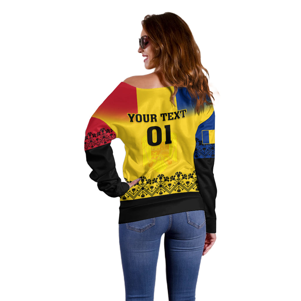 Custom Romania Rugby Off Shoulder Sweater Stejarii Go 2023 World Cup - Wonder Print Shop