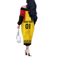Custom Romania Rugby Off The Shoulder Long Sleeve Dress Stejarii Go 2023 World Cup - Wonder Print Shop