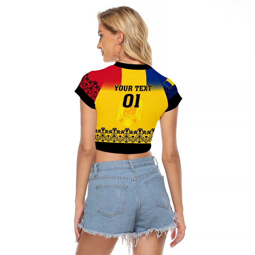 Custom Romania Rugby Raglan Cropped T Shirt Stejarii Go 2023 World Cup - Wonder Print Shop