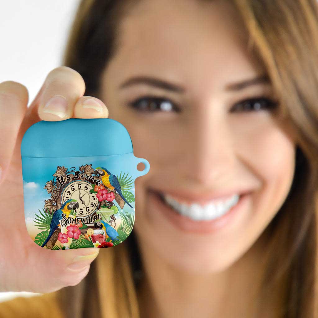 It's 5 o'clock Somewhere AirPods Case Hawaiian Tropical Parrots - Wonder Print Shop