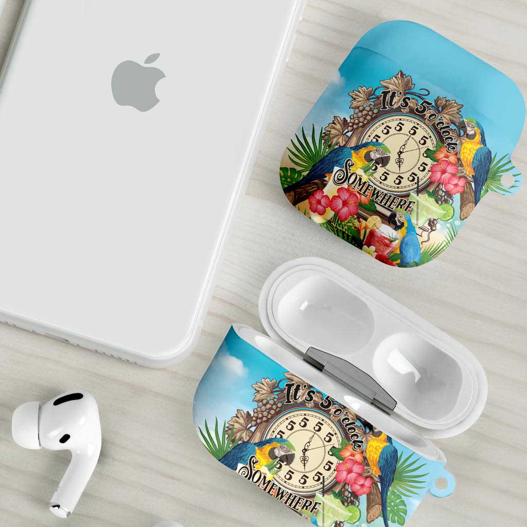 It's 5 o'clock Somewhere AirPods Case Hawaiian Tropical Parrots - Wonder Print Shop