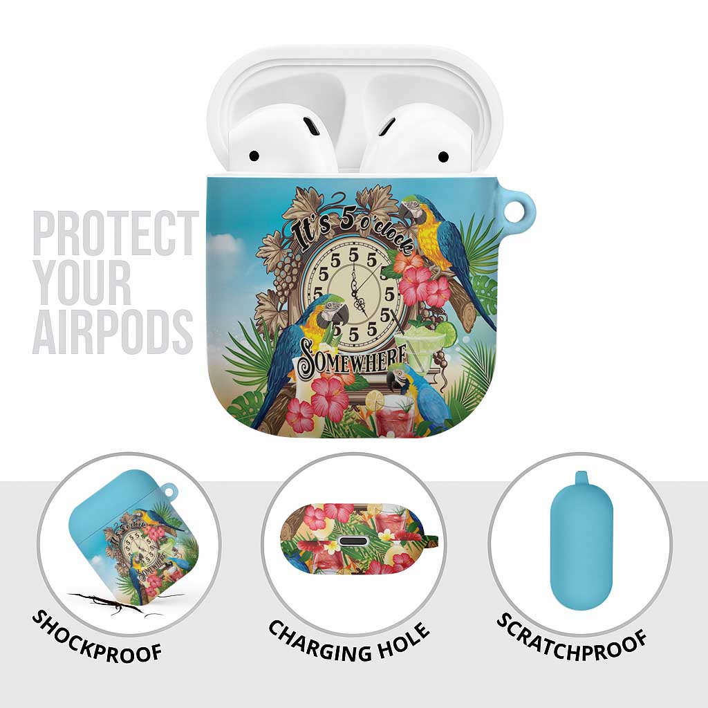 It's 5 o'clock Somewhere AirPods Case Hawaiian Tropical Parrots - Wonder Print Shop