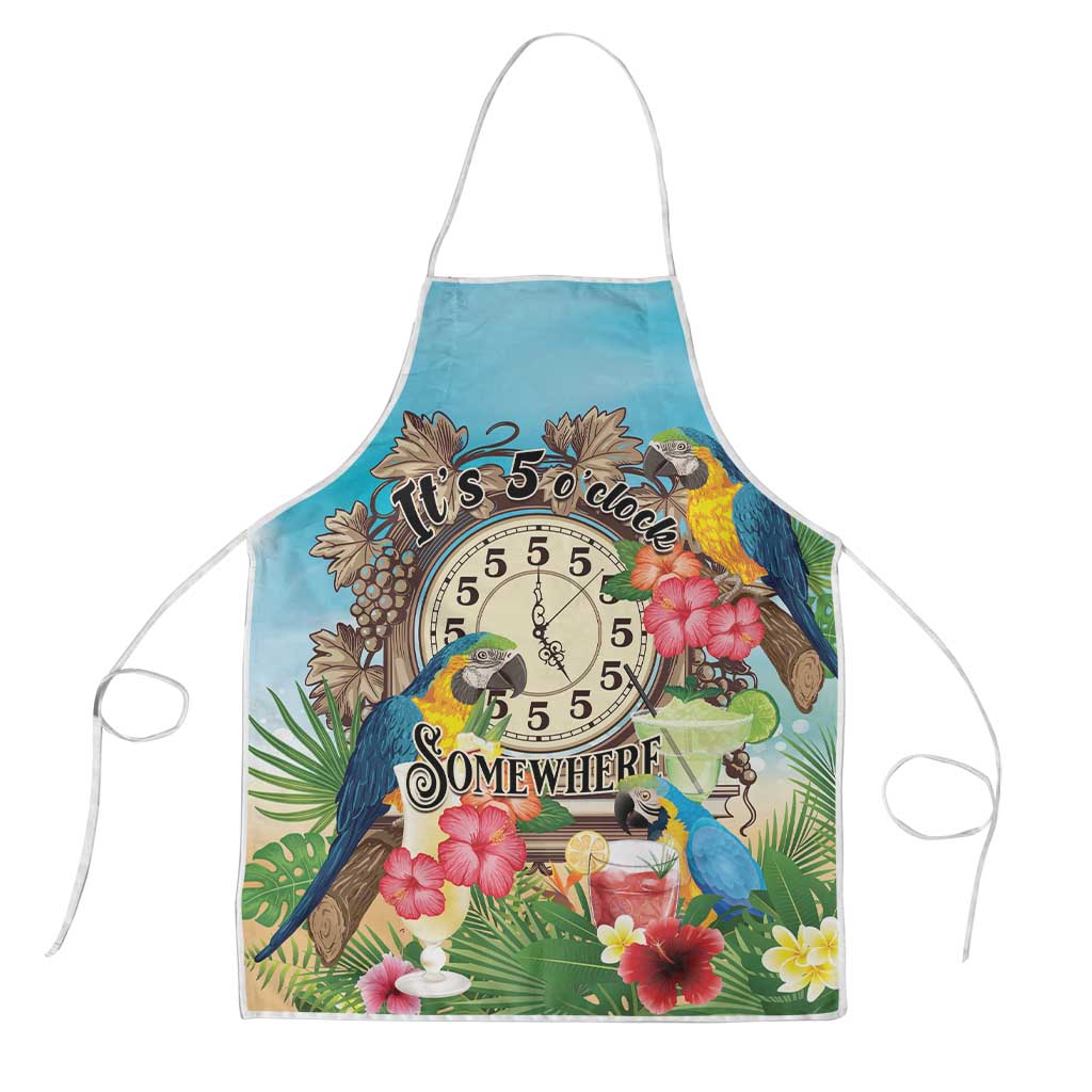 It's 5 o'clock Somewhere Apron Hawaiian Tropical Parrots - Wonder Print Shop