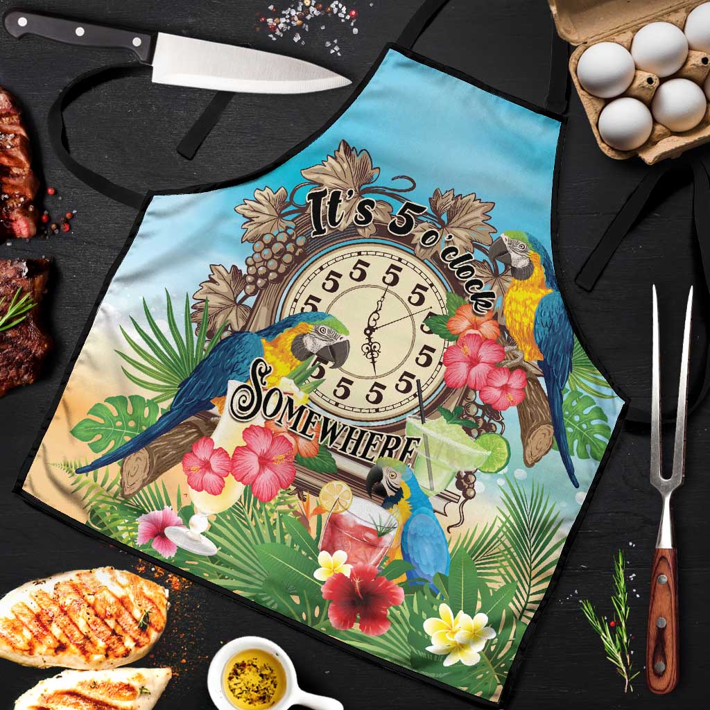 It's 5 o'clock Somewhere Apron Hawaiian Tropical Parrots - Wonder Print Shop